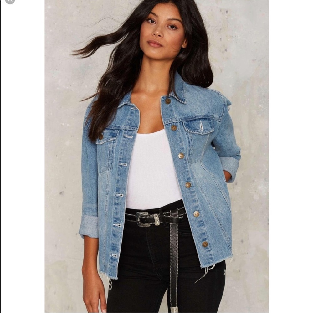 Denim Jacket with Embroidered Back - Picture 2 of 16